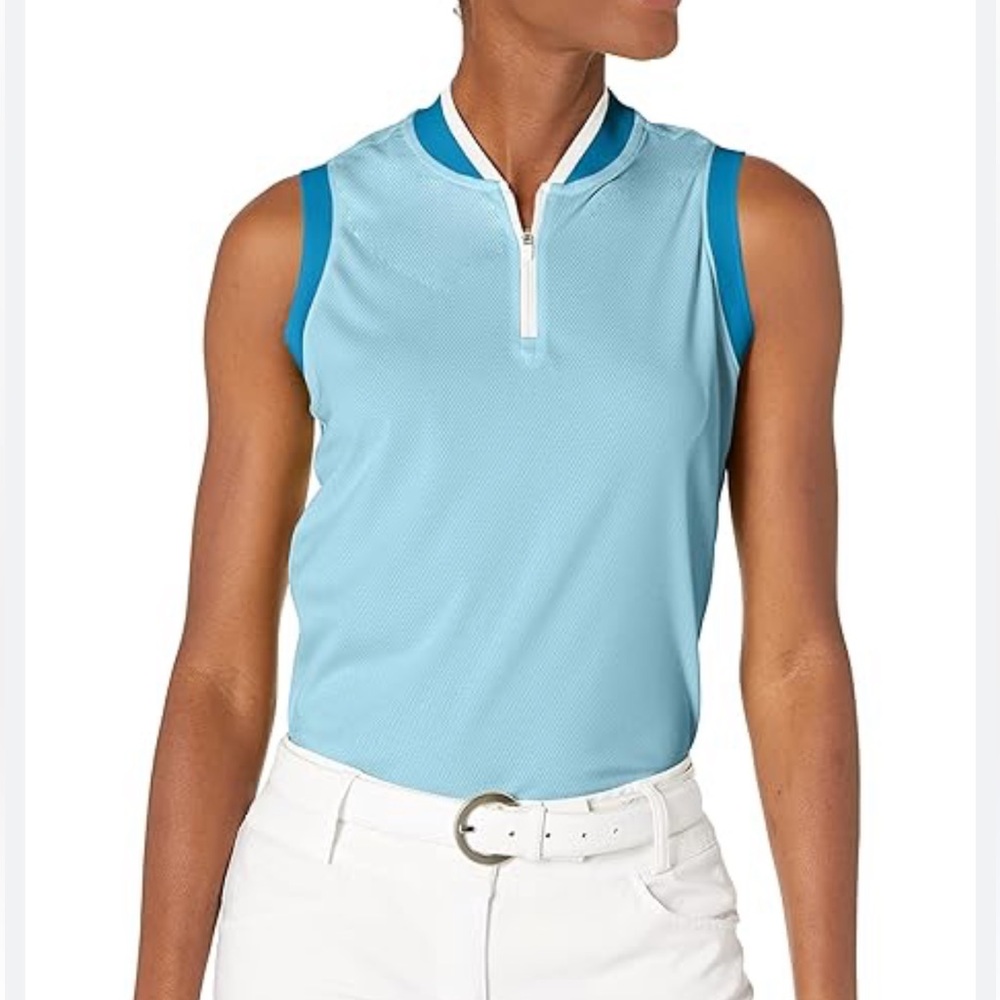 Adidas Blue Sleeveless Fitted Polo Tank Top